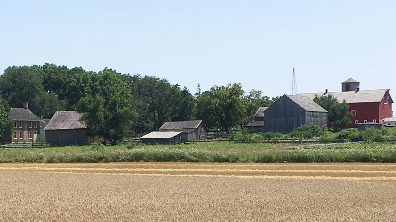 Garfield Farm and Inn Museum, with a field in the foreground