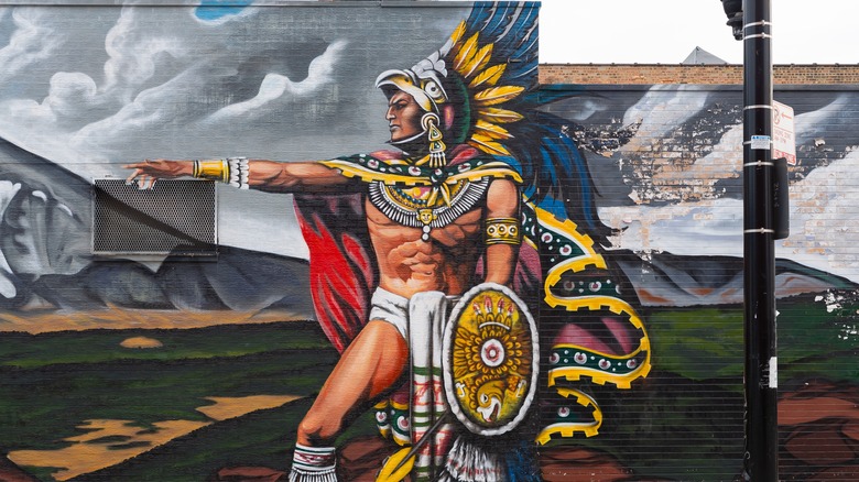 Large art mural outside El Popocatepetl Tortilleria