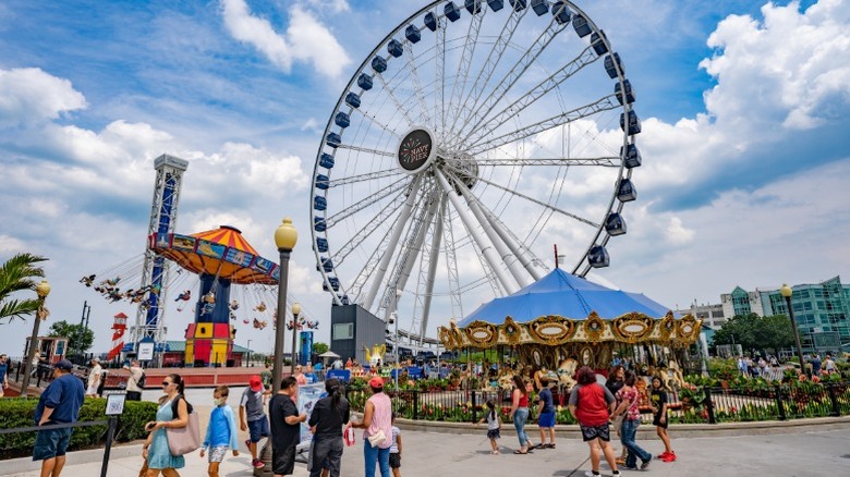 The Centennial Wheel and other rides on Navy Pier in Chicago