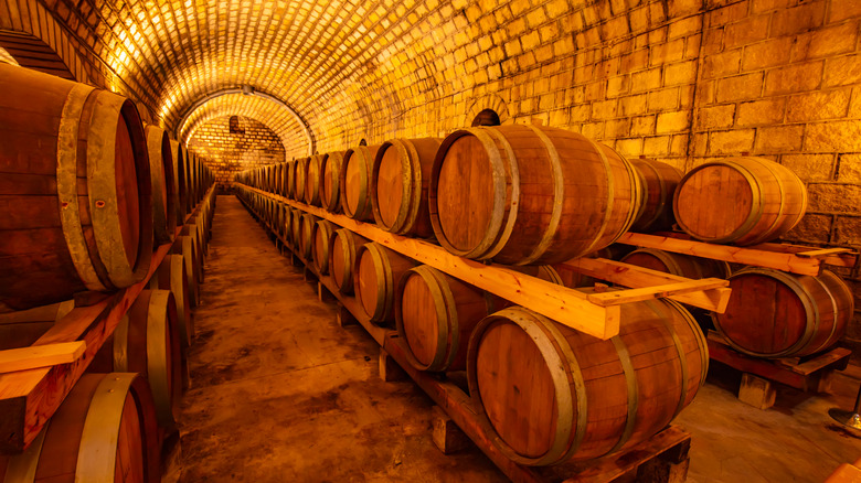 Oak barrels in Changli cavern