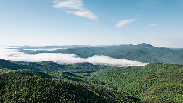 The view of Mount Mansfield in Chittenden County from the top of Bolton Valley