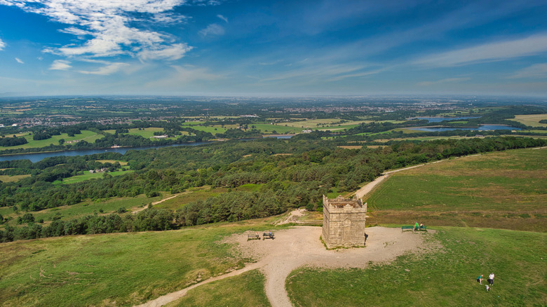 Aerial view of Rivington Pike near Chorley