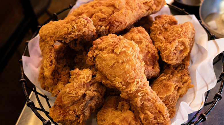 Fried chicken in a basket