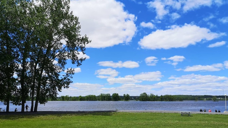 View of the Ottawa River in Parc Du Moulin Park in Clarence-Rockland, Ontario