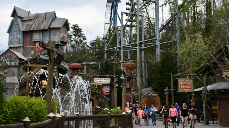 tourists enjoying rides at dollywood