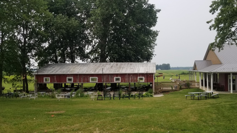 Outdoor seating area at the Copper Whale Winery in Clyde, Ohio