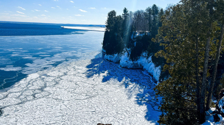 Lake Superior in the winter as seen from a high shoreline