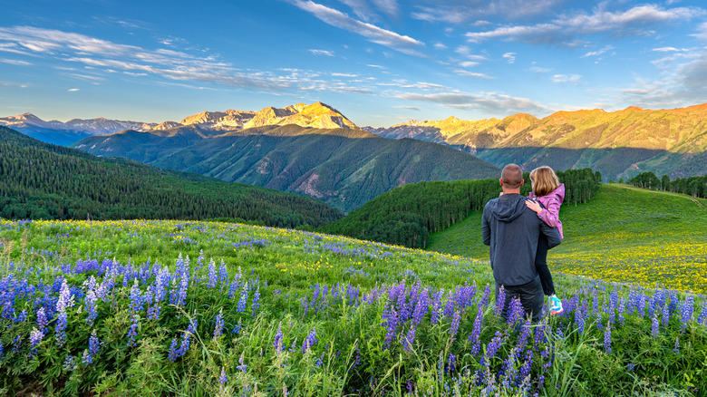 Father and daughter on the slopes of Mt.Aspen, Colorado