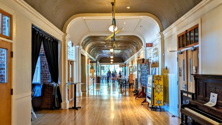 Looking down the long hallway at historic Ivywild School in Colorado Springs, Colorado