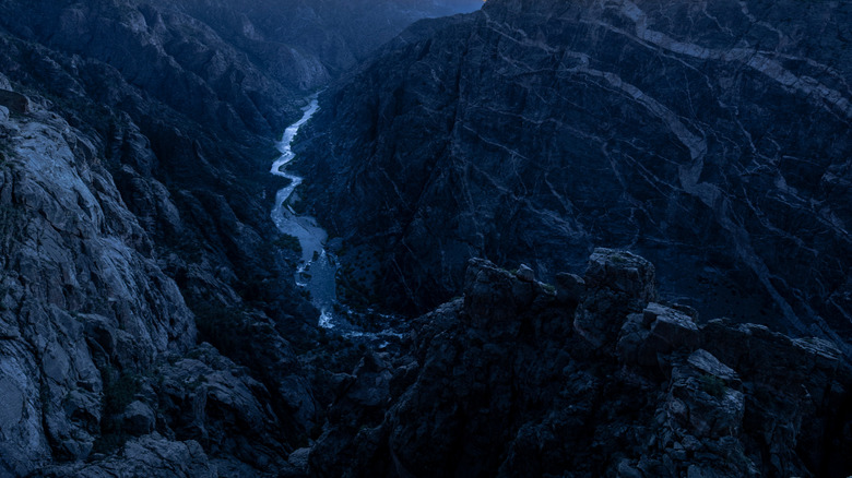 A starry night sky over Black Canyon of the Gunnison