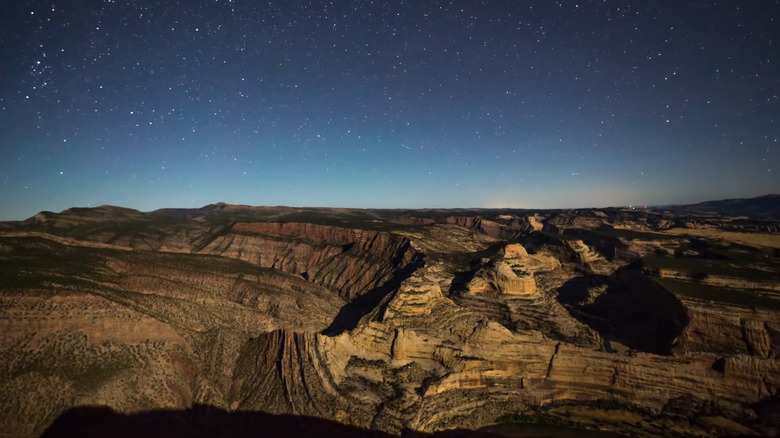 Dinosaur National Park beneath a starry night sky