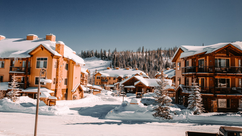 Snow covered streets of Winter Park, Colorado