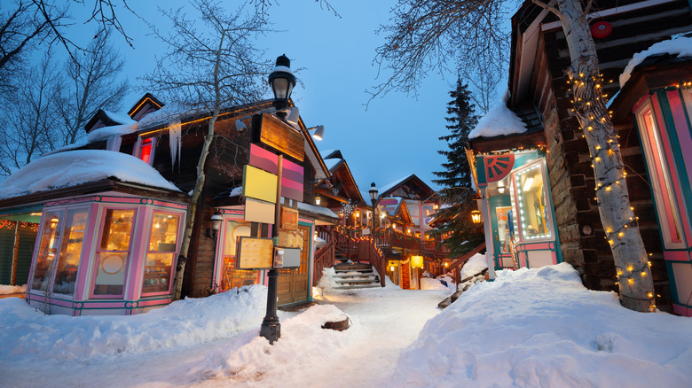 Charming streets of Breckenridge, Colorado in winter