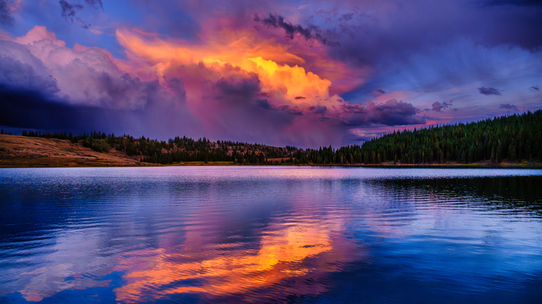 Sunset view of Deep Lake in Colorado's White River National Forest