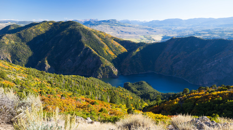View over Morrow Point Reservoir from high up in Colorado