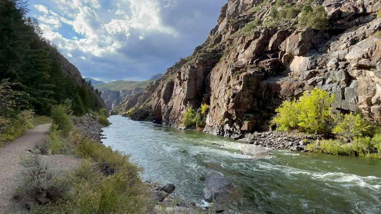 View by Morrow Point Reservoir at the bottom of Black Canyon in Colorado