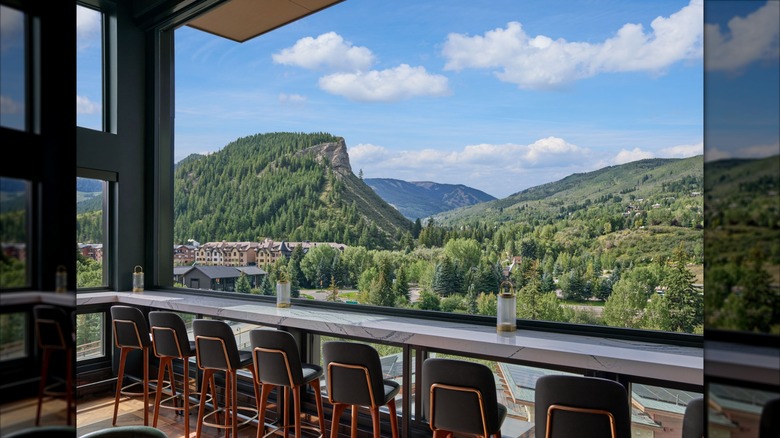 Mountain view from the Lookout Bar at The Westin Riverfront Resort & Spa in Avon, Colorado