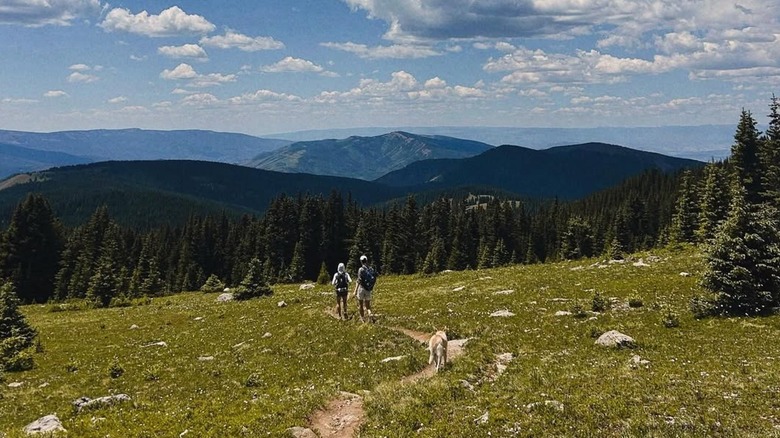People enjoying the summer hiking in the Rocky Mountains around Eagle, Colorado