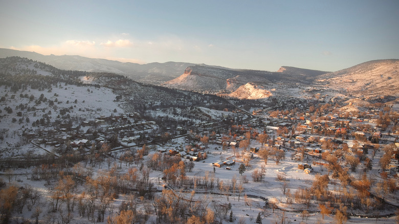 Snow covers the ground around Lyons, Colorado