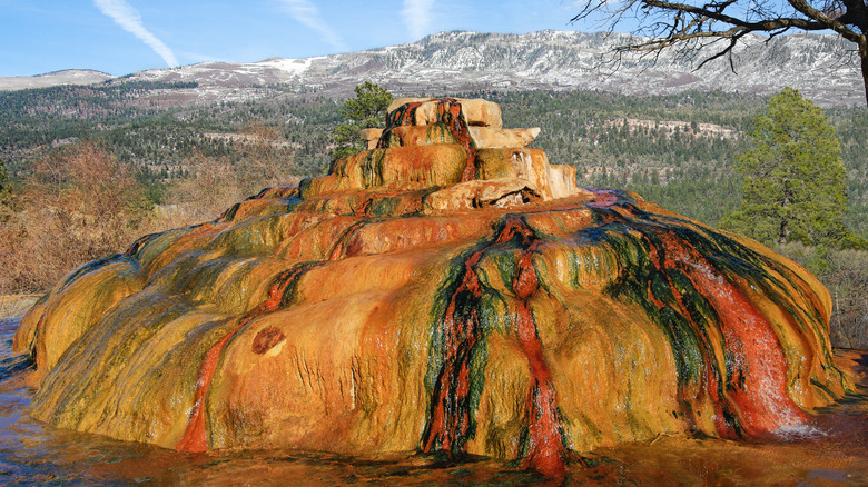 Colorful mound of rocks at Pinkerton Hot Springs