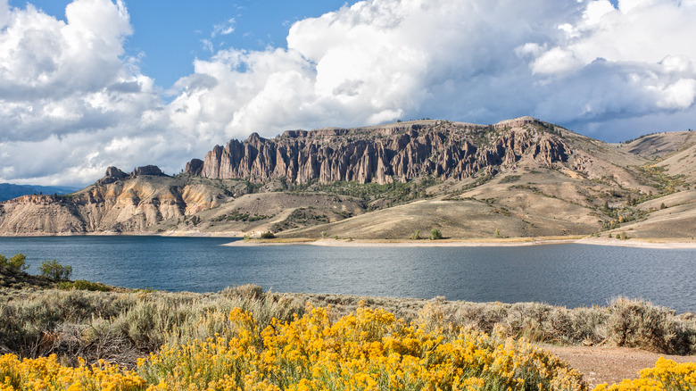 Scenic landscape of Dillon Pinnacles on the Blue Mesa Reservoir, Colorado