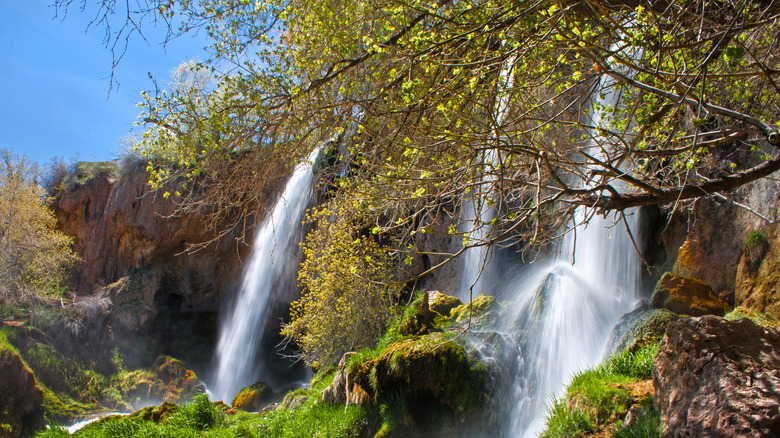 Triple waterfall in Rifle Falls State Park, Colorado