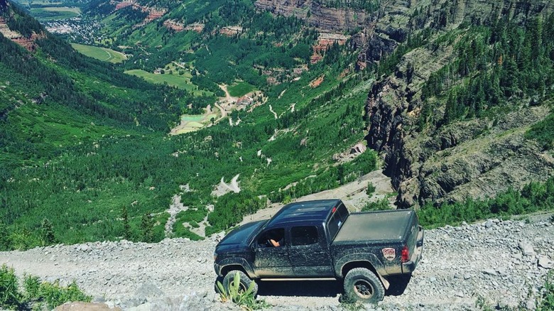 View of the valley and surrounding mountains as seen from Black Bear Pass