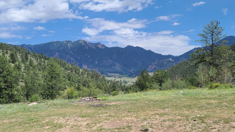 Meadow with treed hills and mountain views at Collard Ranch, Colorado