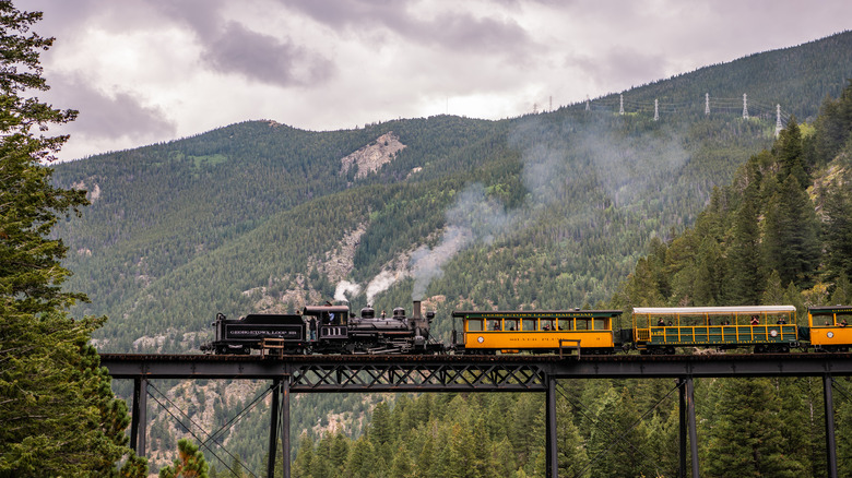 The Georgetown Loop Train steam locomotive near Georgetown, Colorado