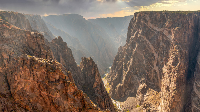 Light filters into the deep gorge of the Black Canyon of the Gunnison