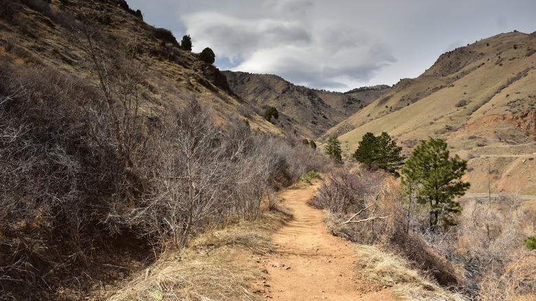 A sandy trail heads into Clear Creek Canyon near Golden, Colorado