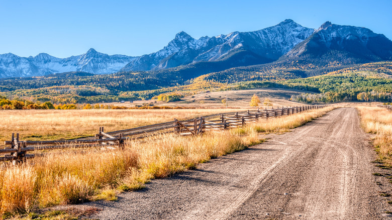 Fields and mountains on the Last Dollar Road near Telluride, Colorado