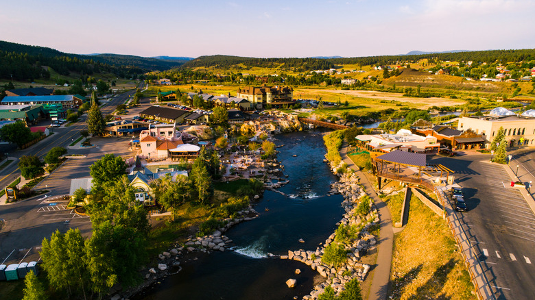 Pagosa Springs Colorado aerial drone views at sunrise