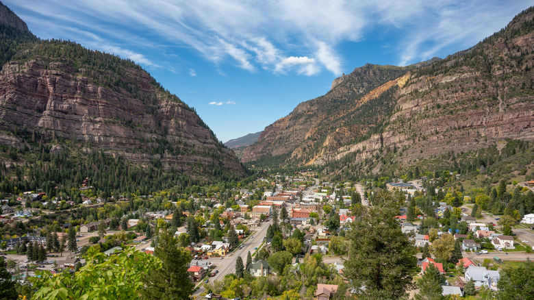 Colorado's town of Ouray, surrounded by rocky mountains