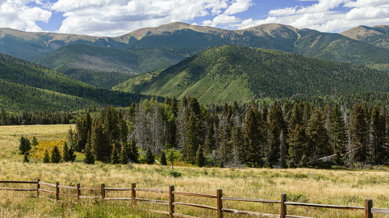 Highway of Legends Scenic Byway passing through green mountains