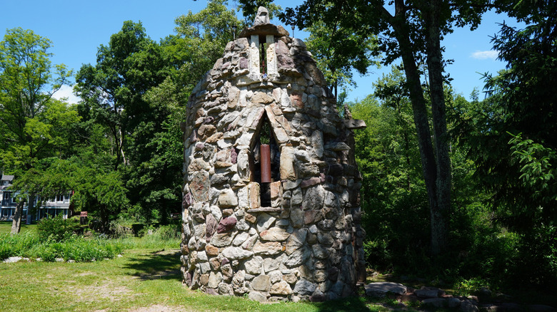 Stone bell tower at Columcille Megalith Park in Pennsylvania
