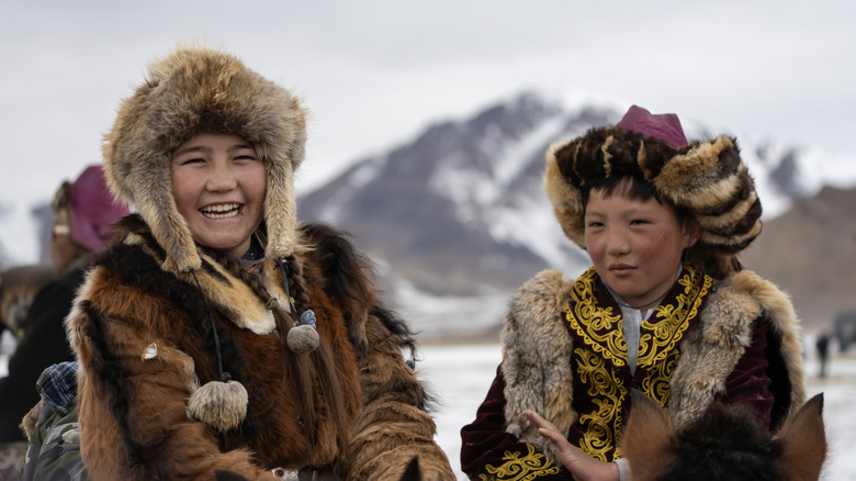 Mongolian Family in freezing temperatures