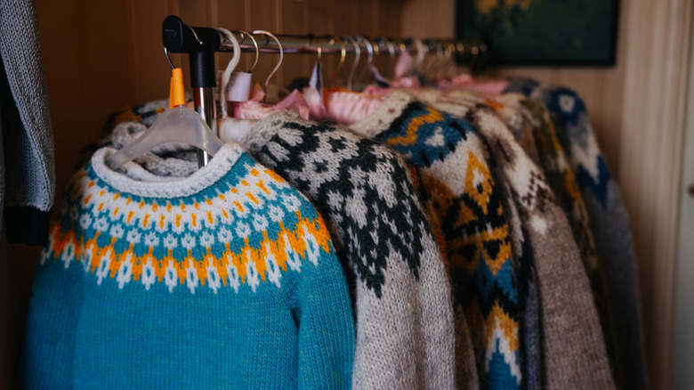 Close up of Icelandic wool sweaters