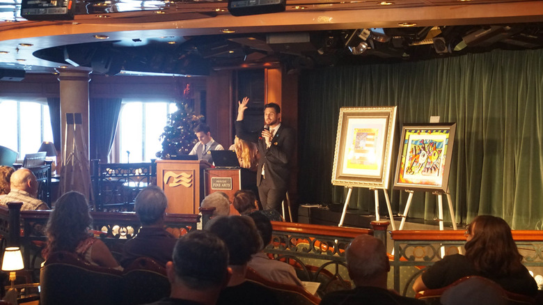 Art auction on ship