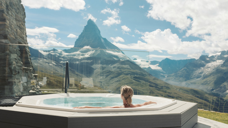 Woman in a hot tub