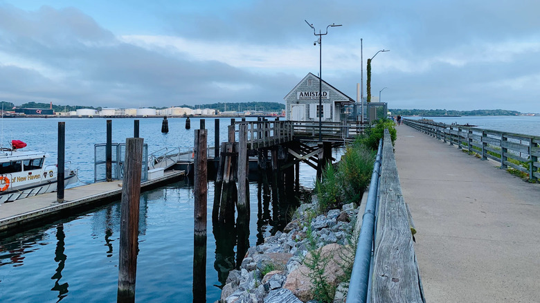 An evening view of Long Wharf Pier, New Haven
