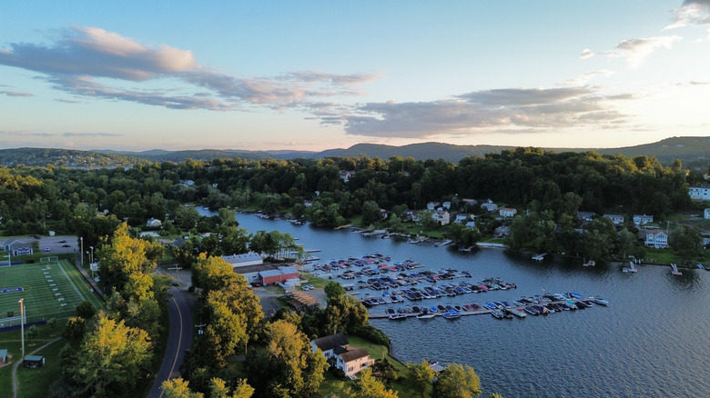 An aerial view of Candlewood Lake, Connecticut
