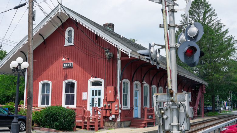 Exterior of the Kent Station Pharmacy housed in old train station