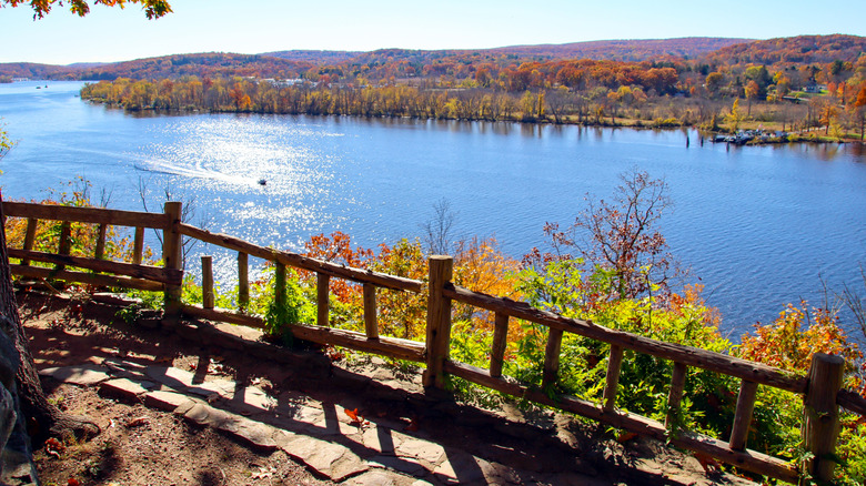 Waterfront trail overlooking Connecticut River from Haddam, Connecticut