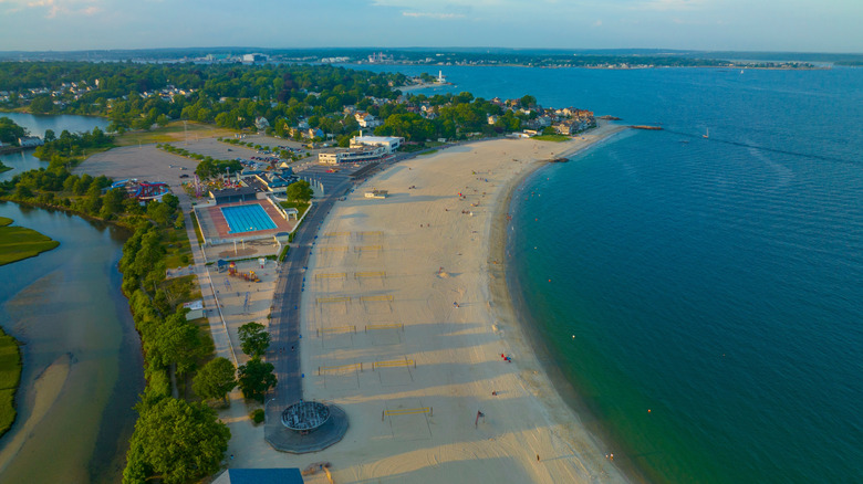 Aerial view of Ocean Beach Park, New London, Connecticut