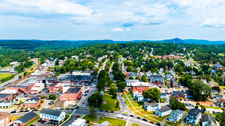 An aerial view of New Milford, CT