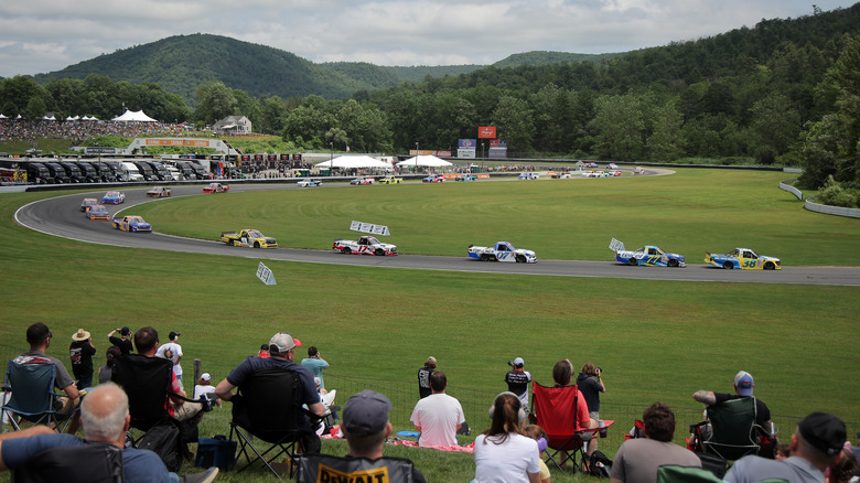 Spectators at Lime Rock Park watching cars