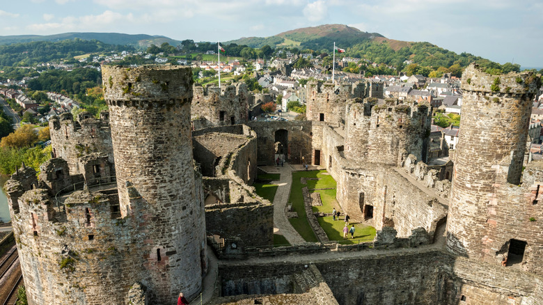 View from the top of the towers in Conwy Castle, Wales