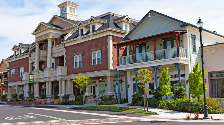 Buildings along Copperopolis' town square, California