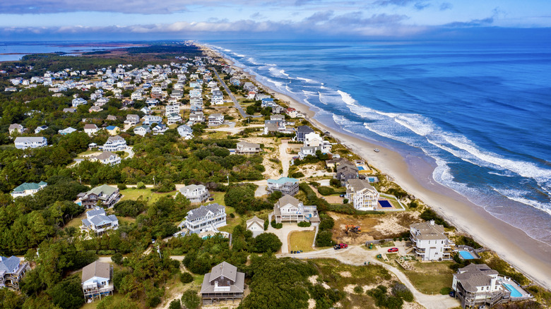 Aerial view of Corolla Beach, North Carolina